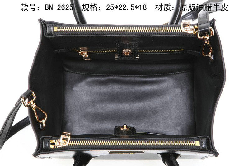 2014 Prada Calf Leather Tote Bag BN2625 black - Click Image to Close